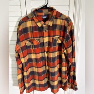 Patagonia Men's Casual Plaid Shirt - Red and Yellow